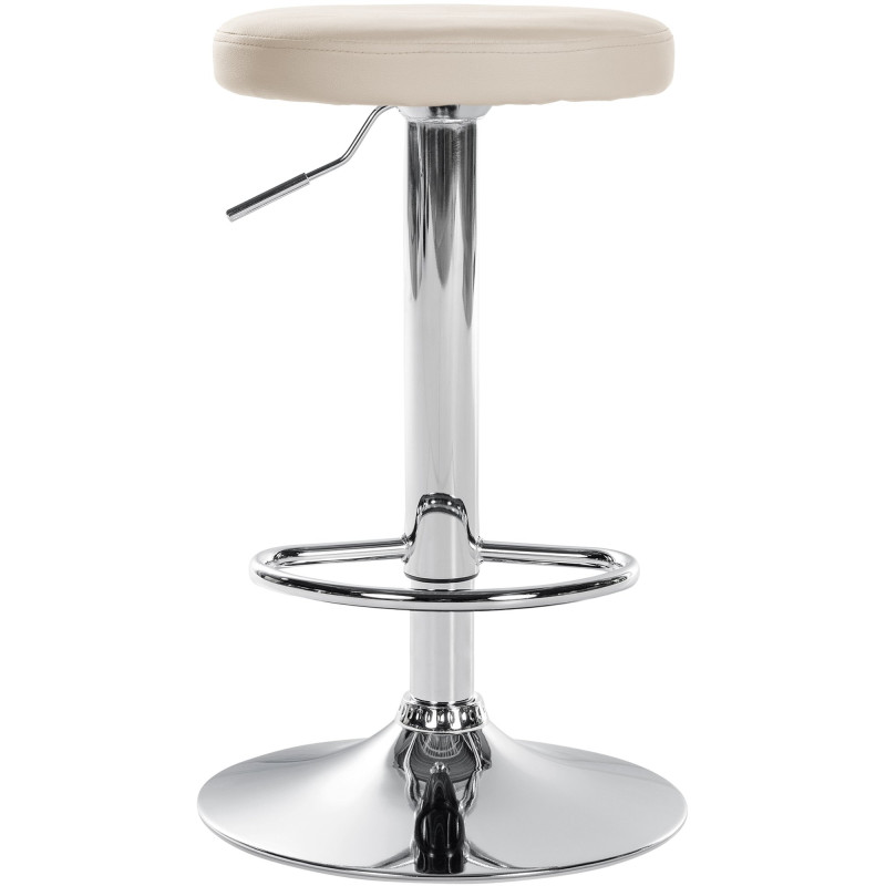 Conjunto de 2 banquetas de bar Ponte, em couro sintético, cromadas, cor creme.