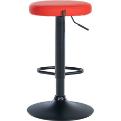 Juego de 2 taburetes de bar Ponte, piel sintética, negro y rojo