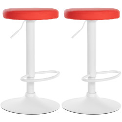 Conjunto de 2 banquetas de bar Ponte, em couro sintético, branco/vermelho