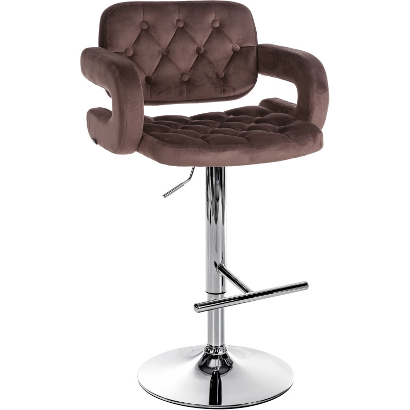 Tabouret de bar Dublin en velours, marron chromé