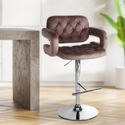 Tabouret de bar Dublin en velours, marron chromé