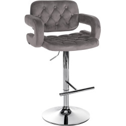 Banqueta Dublin, veludo, cinza cromado