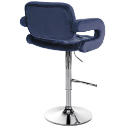 Tabouret de bar Dublin en velours, chromé, bleu