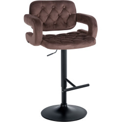 Tabouret de bar Dublin en velours, noir/marron