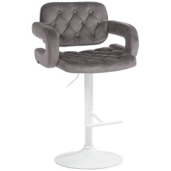 Tabouret de bar Dublin, velours, blanc/gris