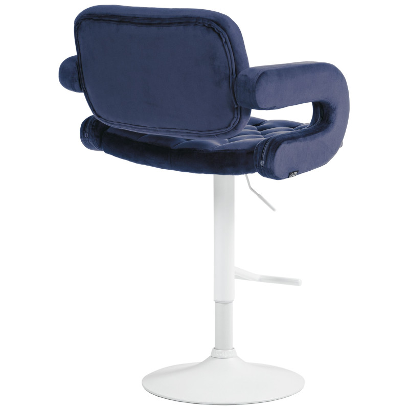 Tabouret de bar Dublin en velours, blanc/bleu