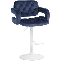 Tabouret de bar Dublin en velours, blanc/bleu