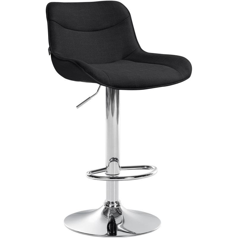 Tabouret de bar Vonore, tissu, chrome, noir
