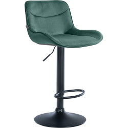 Tabouret de bar Vonore en velours, noir/vert