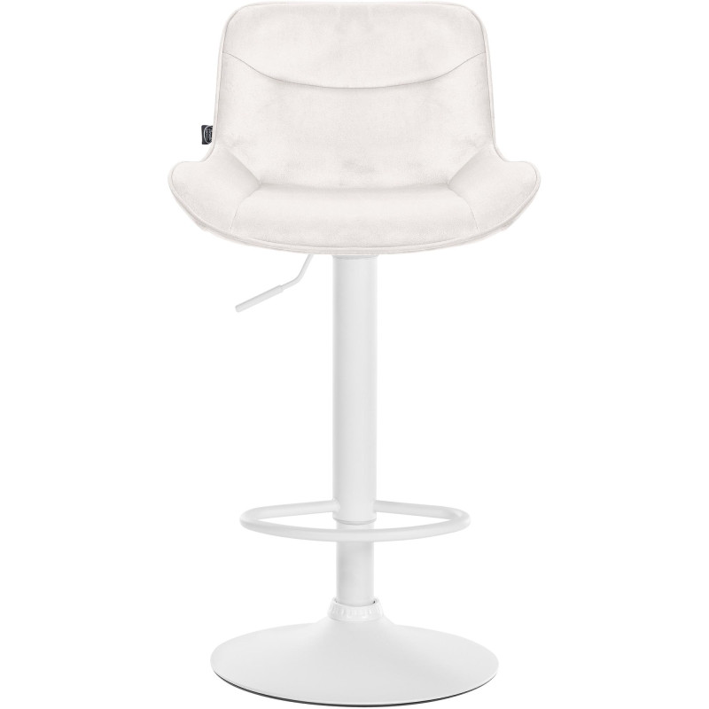 Tabouret de bar Vonore en velours, blanc/crème