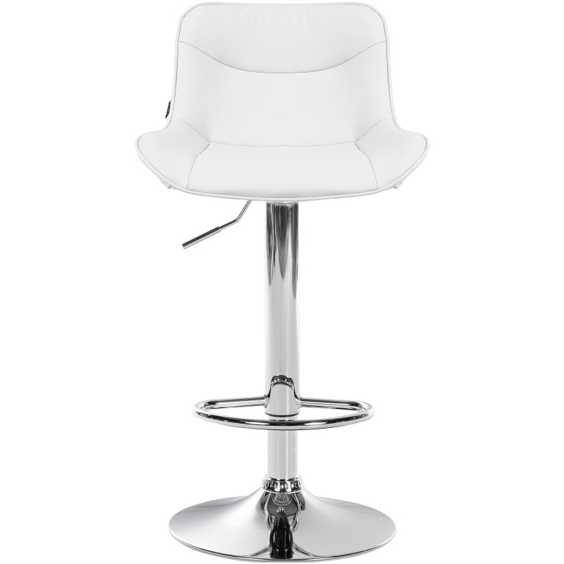 Tabouret de bar Vonore, similicuir, chrome, blanc