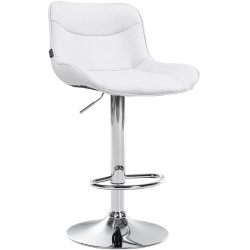 Taburete de bar Vonore, piel sintética, cromado, blanco