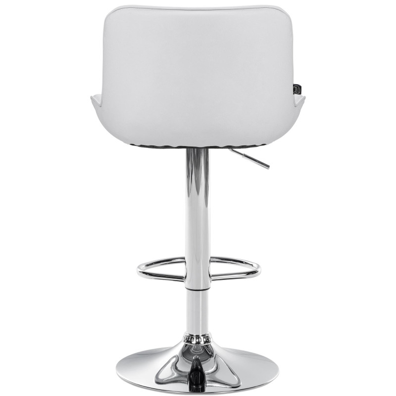 Tabouret de bar Vonore, similicuir, chrome, blanc