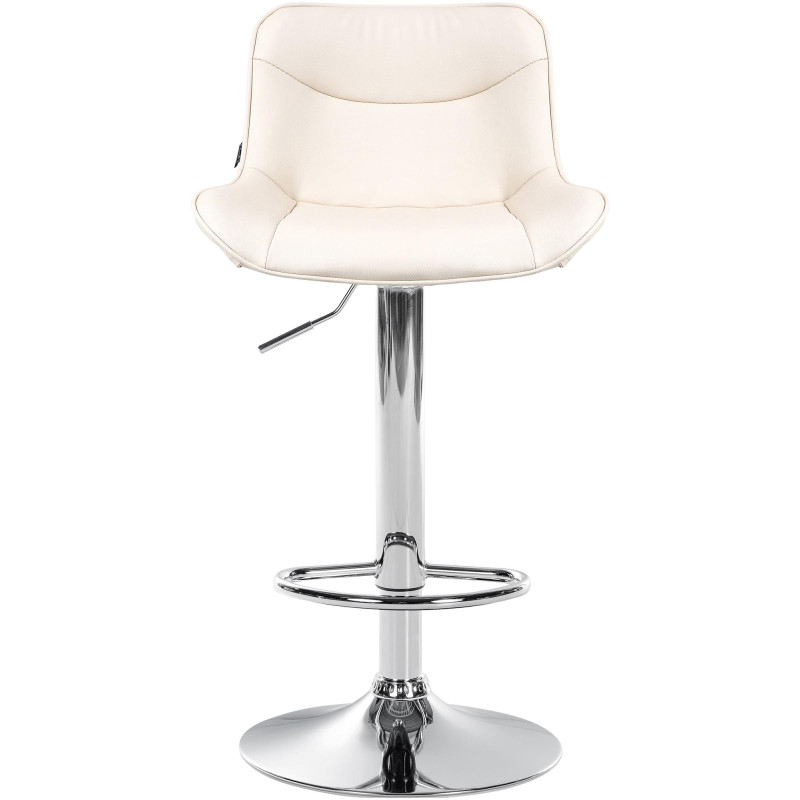 Tabouret de bar Vonore, similicuir, chrome, crème