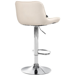 Tabouret de bar Vonore, similicuir, chrome, crème