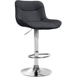 Tabouret de bar Vonore, similicuir, chrome, noir