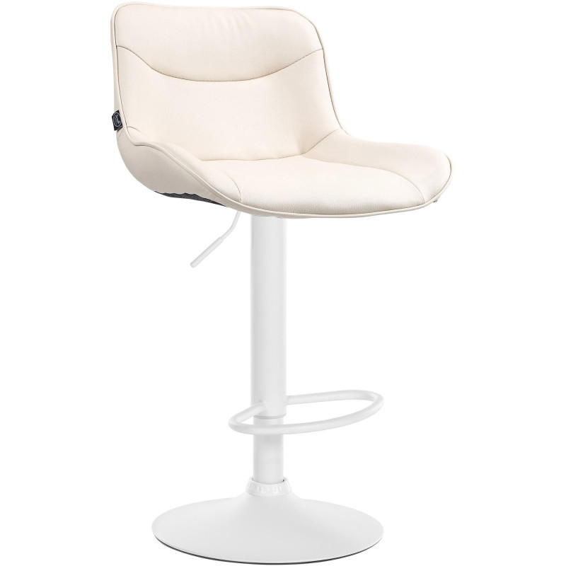 Taburete de bar Vonore, polipiel, blanco/crema