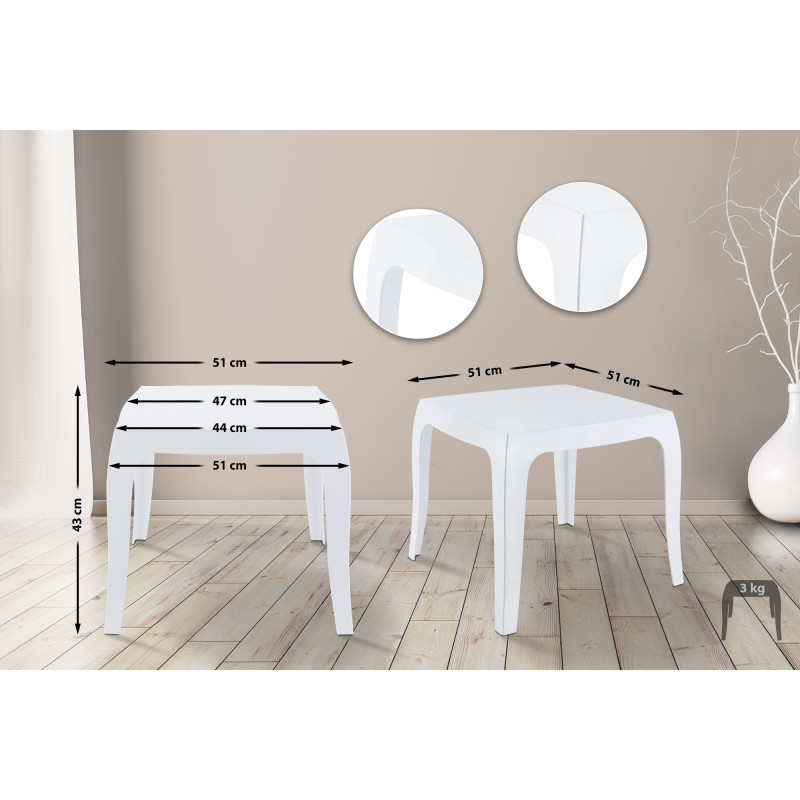 Table d'appoint Queen blanc brillant