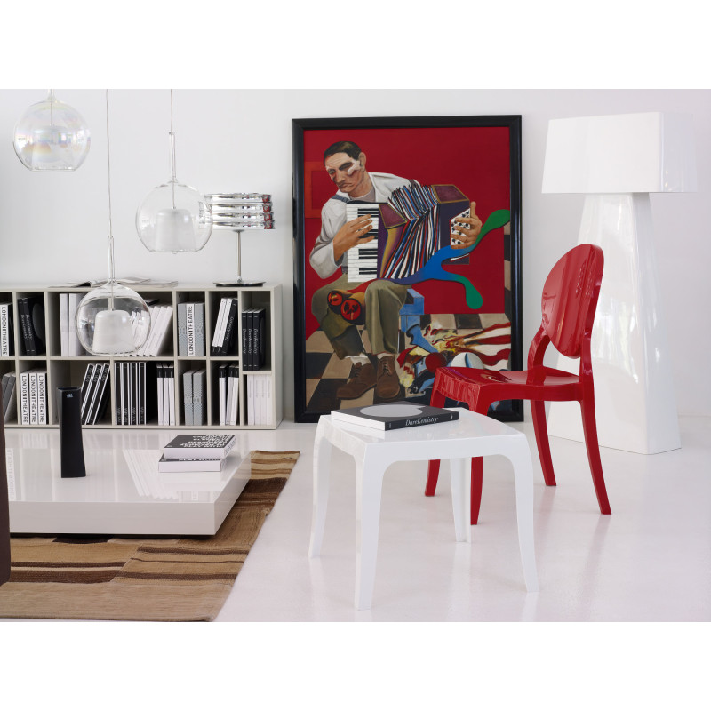 Table d'appoint Queen blanc brillant