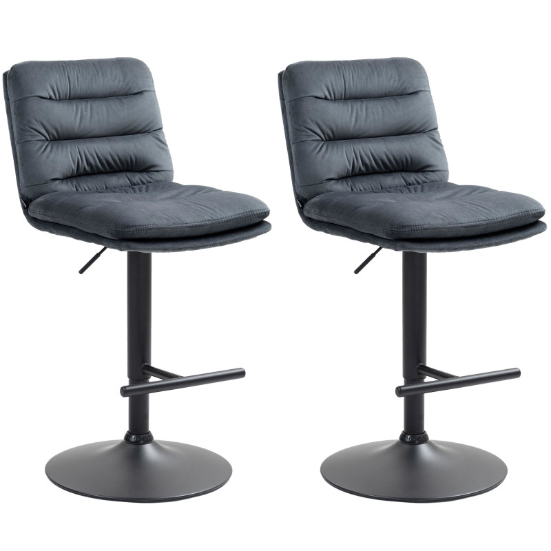 Set di 2 sgabelli da bar Damar in velluto nero e grigio scuro