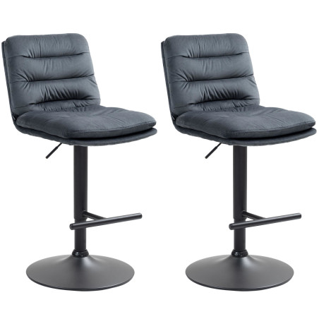 Set di 2 sgabelli da bar Damar in velluto nero e grigio scuro