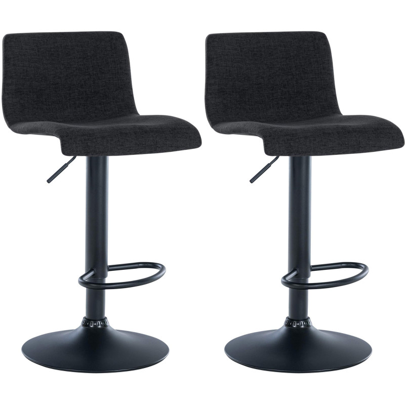 Ensemble de 2 tabourets de bar Branford en tissu noir