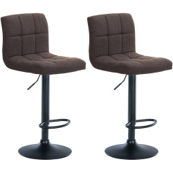 Ensemble de 2 tabourets de bar Calma en tissu noir et marron