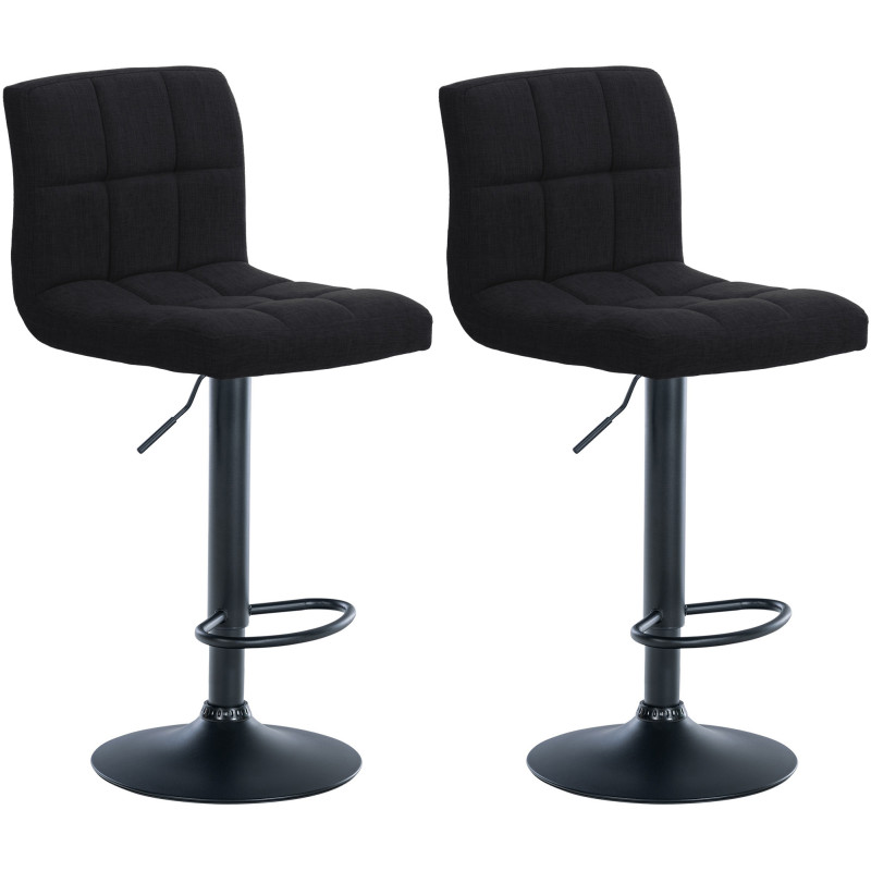 Ensemble de 2 tabourets de bar Calma en tissu noir