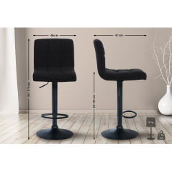 Ensemble de 2 tabourets de bar Calma en tissu noir