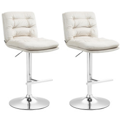 Set di 2 sgabelli da bar in velluto cromato crema Damar