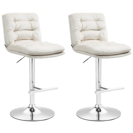 Lot de 2 tabourets de bar Damar velours chrome crème