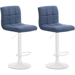 Ensemble de 2 tabourets de bar Calma en tissu blanc/bleu