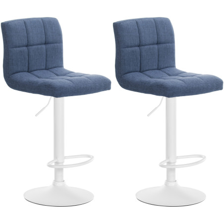 Ensemble de 2 tabourets de bar Calma en tissu blanc/bleu