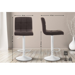 Ensemble de 2 tabourets de bar Calma en tissu blanc et marron