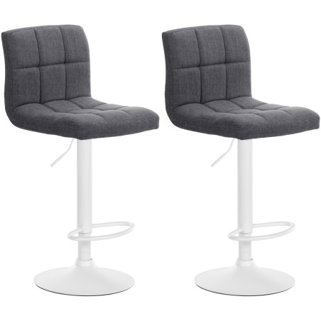 Ensemble de 2 tabourets de bar Calma, tissu blanc/gris clair