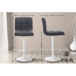 Ensemble de 2 tabourets de bar Calma, tissu blanc/gris clair