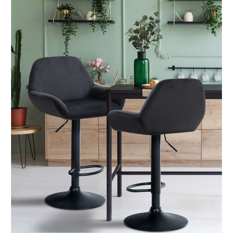 Lot de 2 tabourets de bar Braga en velours noir