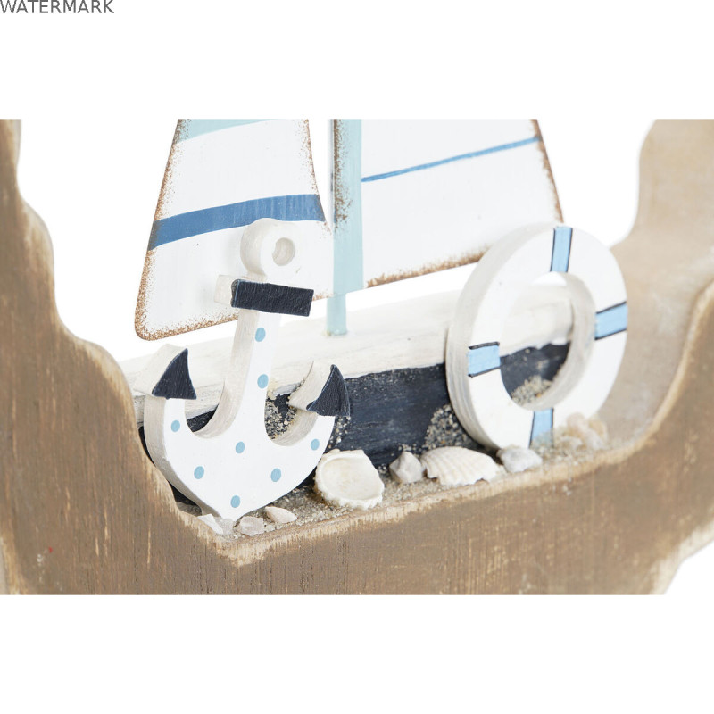 Figurine Décorative Home ESPRIT Bleu Blanc Rouge Naturel 20 x 2,5 x 20 cm (2 Unités)