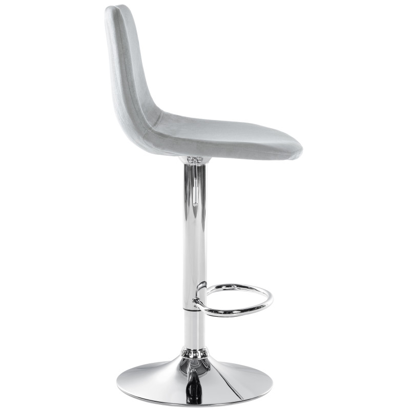 Ensemble de 2 tabourets de bar Divo, velours, gris chromé