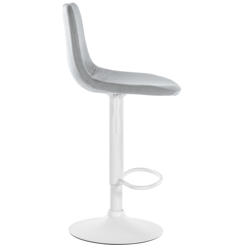 Ensemble de 2 tabourets de bar Divo en velours, blanc et gris
