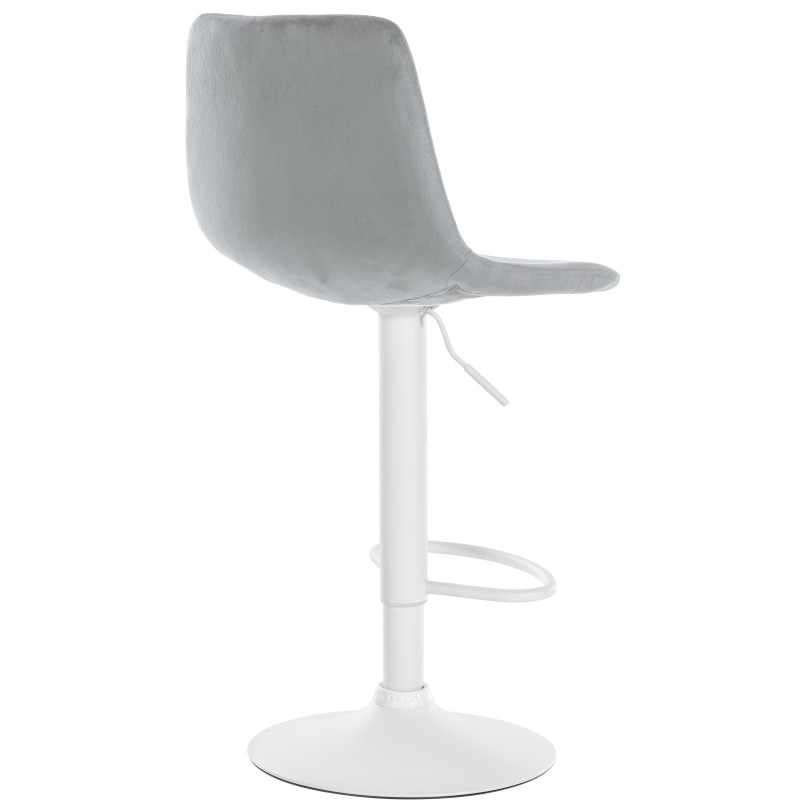 Ensemble de 2 tabourets de bar Divo en velours, blanc et gris