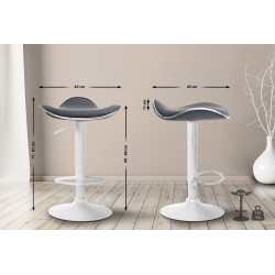 Tabouret de bar Shanghai, similicuir, blanc/gris