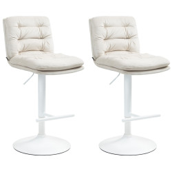Set di 2 sgabelli da bar in velluto bianco crema Damar