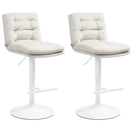 Set di 2 sgabelli da bar in velluto bianco crema Damar