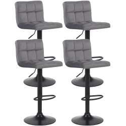 Ensemble de 4 tabourets de bar Feni en velours gris