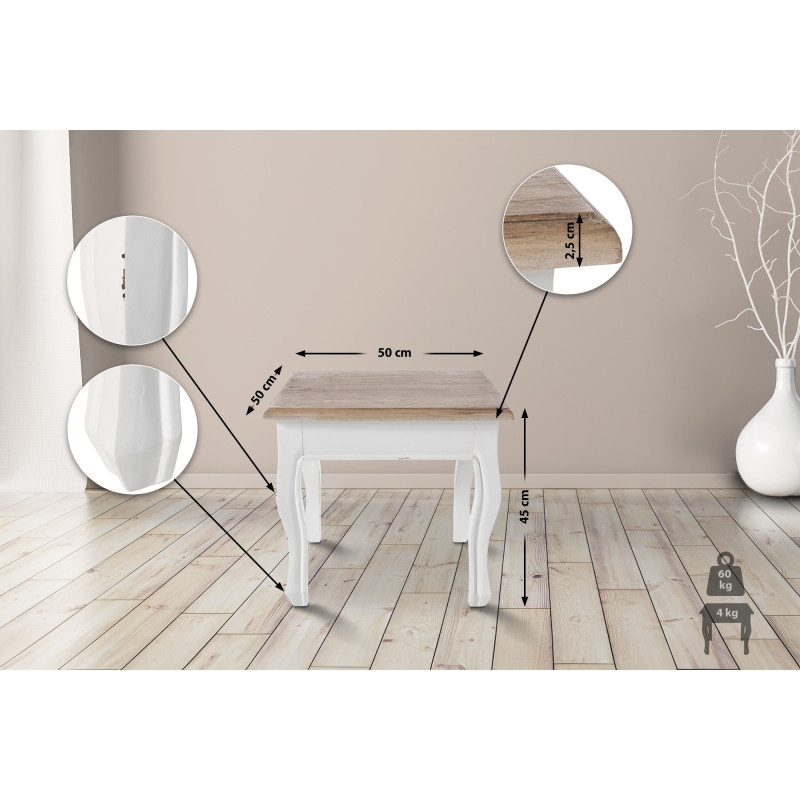 Table d'appoint Alma naturel/blanc