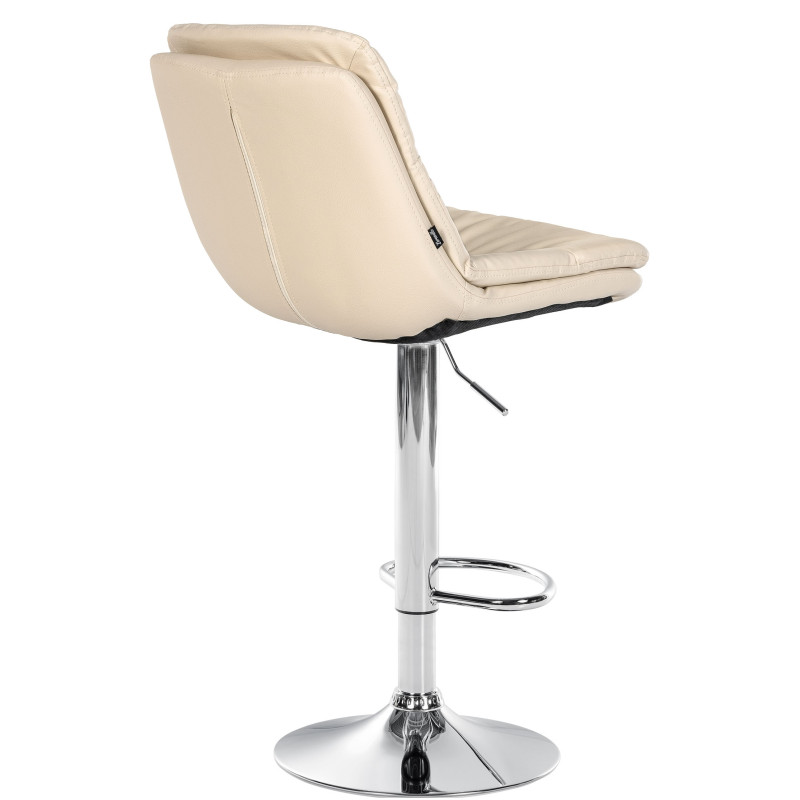 Tabouret de bar Laurel, similicuir, chrome, crème