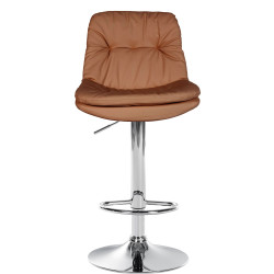 Tabouret de bar Laurel, similicuir, chromé, marron clair