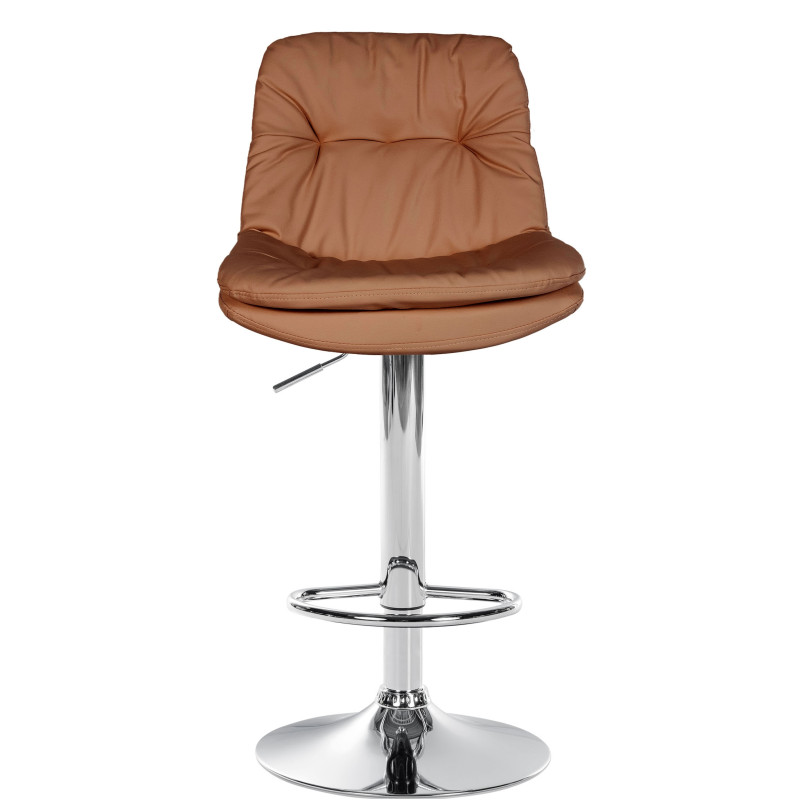Tabouret de bar Laurel, similicuir, chromé, marron clair