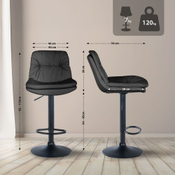 Tabouret de bar Laurel, similicuir, noir